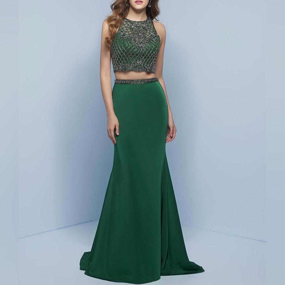 SPLASH SZ-2 J726 GREEN 2-PIECE PROM/PAGENT/FORMAL DRESS